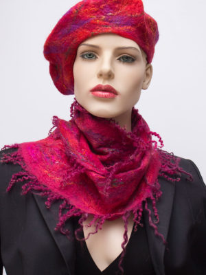pink felted silk scarf